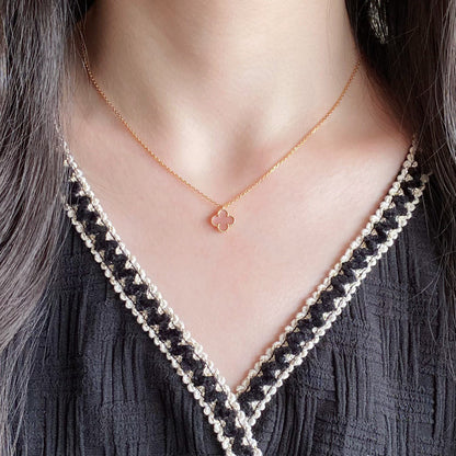 Miro CLOVER 15MM PINK MOTHER-OF-PEARL SINGLE FLOWER NECKLACE
