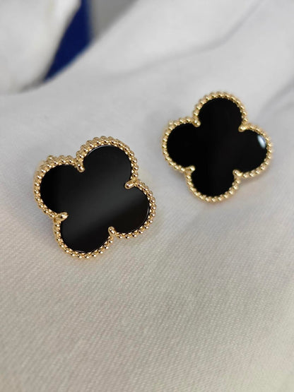 [Miro ] CLOVER 20MM BLACK MOP EARRINGS