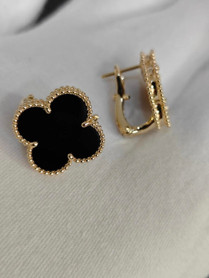 [Miro ] CLOVER 20MM BLACK MOP EARRINGS