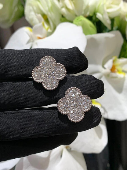 [Miro ] CLOVER 20MM MOTIFS DIAMOND STUD EARRINGS SILVER