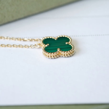 Miro CLOVER 15MM MALACHITE SINGLE FLOWER  NECKLACE