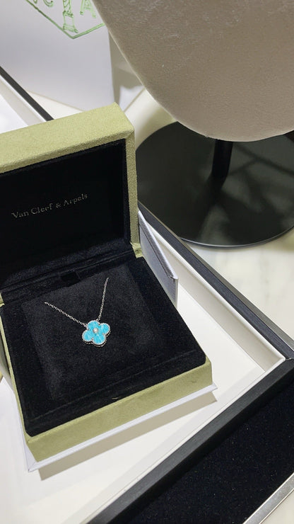 Miro CLOVER 15MM DIAMOND SVRES PORCELAIN  NECKLACE SILVER