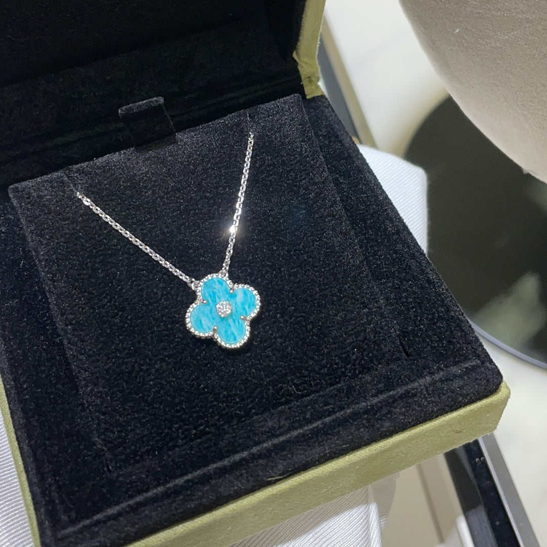 Miro CLOVER 15MM DIAMOND SVRES PORCELAIN  NECKLACE SILVER