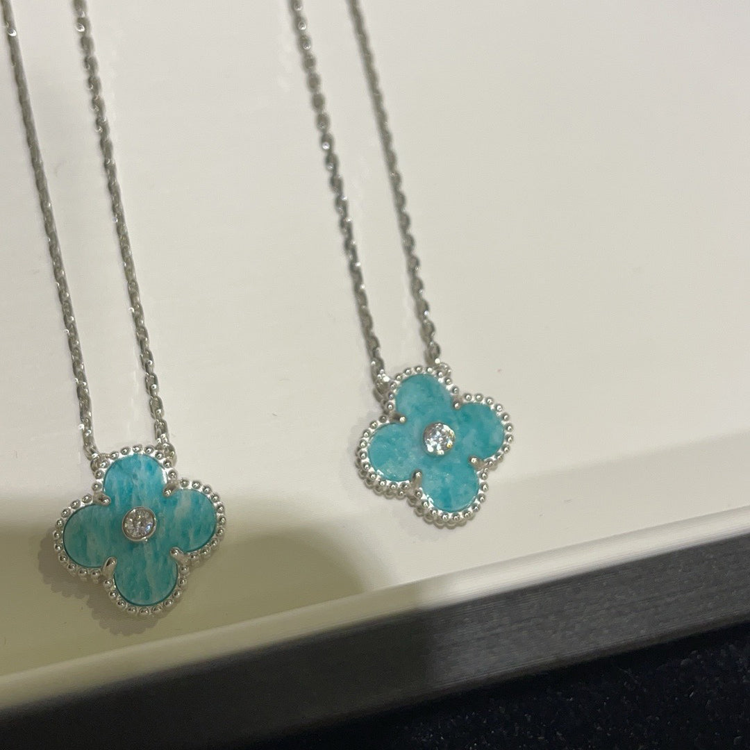 Miro CLOVER 15MM DIAMOND SVRES PORCELAIN  NECKLACE SILVER