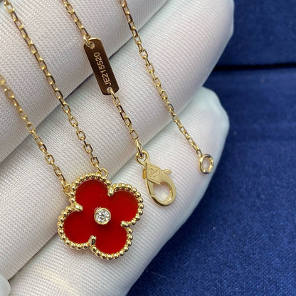 Miro CLOVER 15MM DIAMOND CARNELIAN NECKLACE