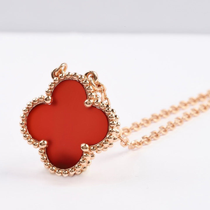 Miro CLOVER 15MM CARNELIAN SINGLE FLOWER NECKLACE