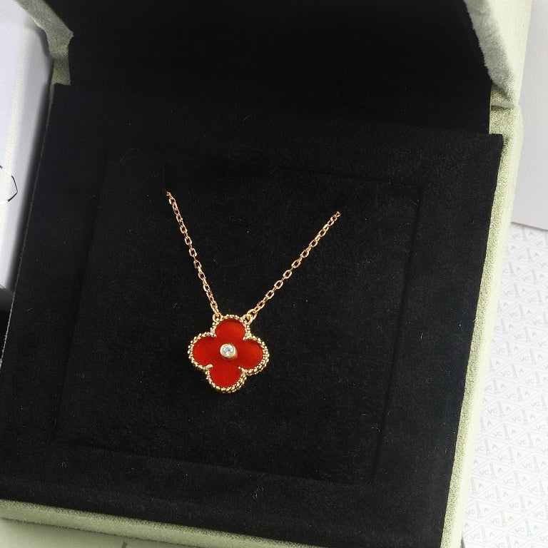 Miro CLOVER 15MM DIAMOND CARNELIAN NECKLACE