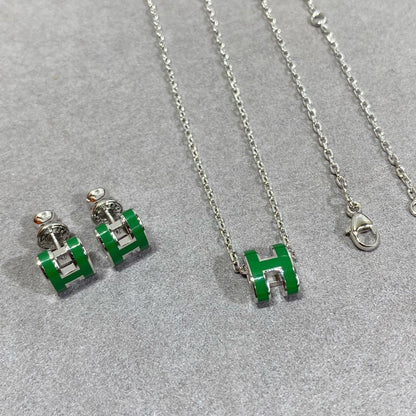 Miro POP H グリーンネックレス シルバー＆ゴールド