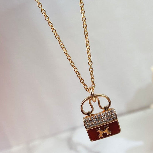 Miro CONSTANCE RED PEDANT PINK GOLD NECKLACE