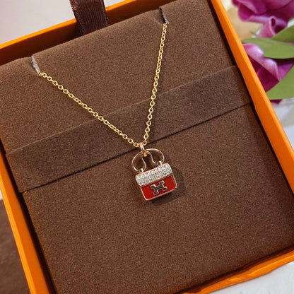 Miro CONSTANCE RED PEDANT PINK GOLD NECKLACE
