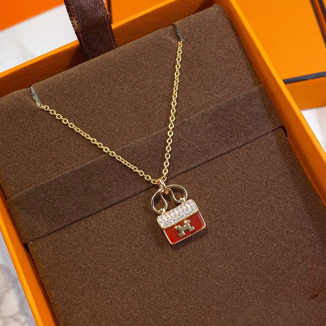 Miro CONSTANCE RED PEDANT PINK GOLD NECKLACE