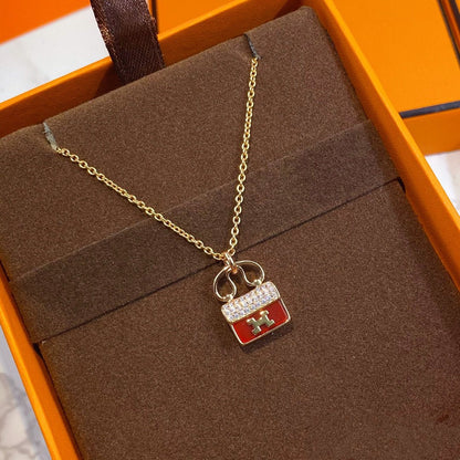Miro CONSTANCE RED PEDANT PINK GOLD NECKLACE