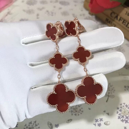 Miro CLOVER 3 MOTIF CARNELIAN DROP EARRINGS