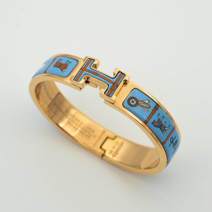 Miro H PINK GOLD BRACELET BLUE CERAMIC