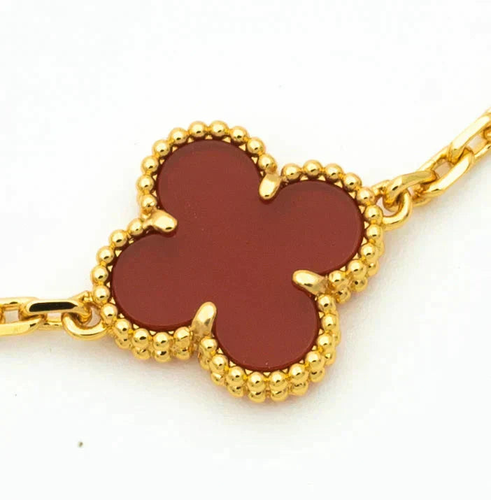 [Miro ]New  CLOVER 5 MOTIF RED CORNELIAN BRACELET COLLECTION