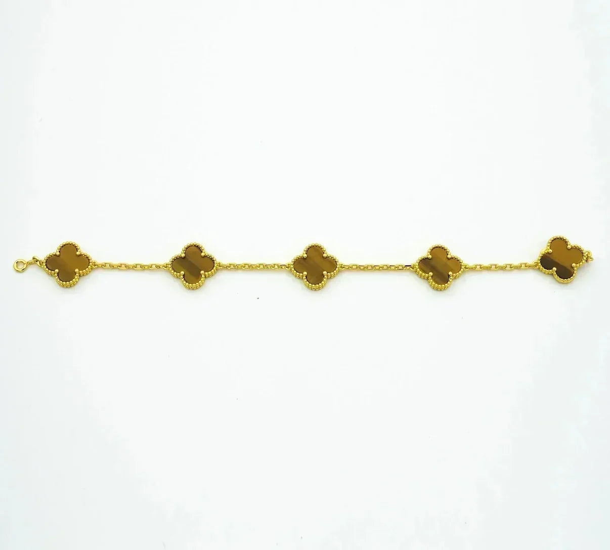 [Miro ]New  CLOVER 5 MOTIFS TIGER EYE BRACELET COLLECTION