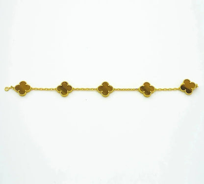 [Miro ]New  CLOVER 5 MOTIFS TIGER EYE BRACELET COLLECTION