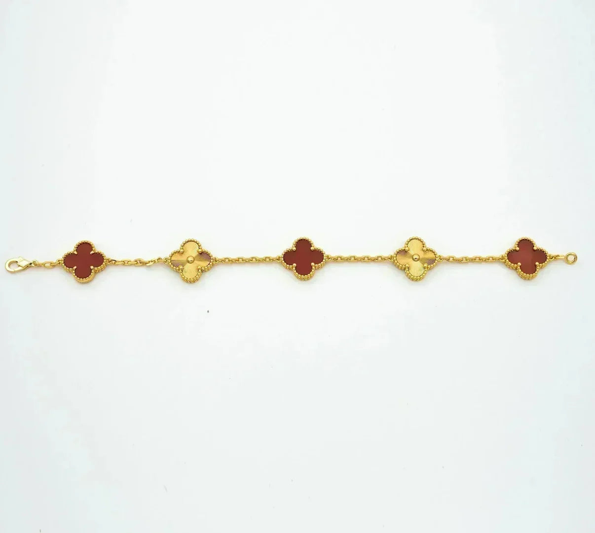 [Miro ]New  CLOVER 5 MOTIF RED CORNELIAN BRACELET COLLECTION