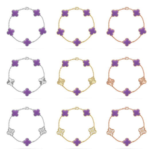 [Miro ]New CLOVER 5 MOTIF LIGHT PURPLE BRACELET COLLECTION