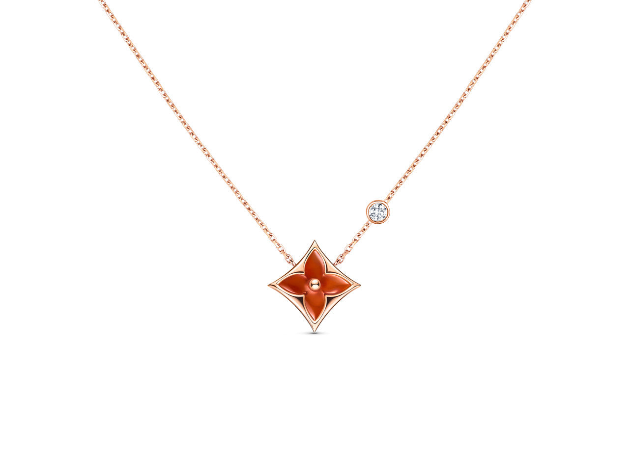 Miro STAR NECKLACE PINK GOLD 1 DIAMOND
