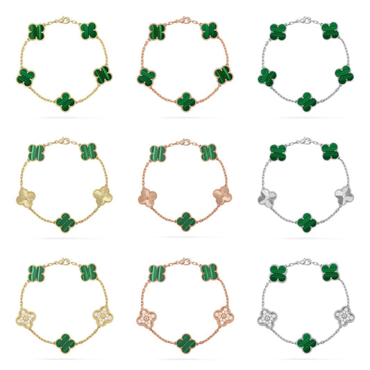 [Miro ]New  CLOVER 5 MOTIF MALACHITE BRACELET COLLECTION