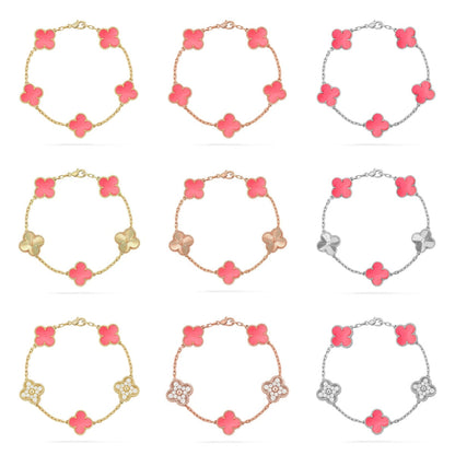 [Miro ]New  CLOVER 5 MOTIFS  PINK MOP BRACELET COLLECTION