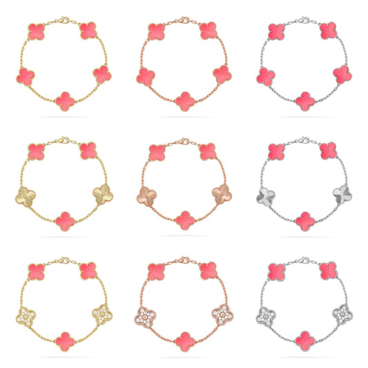 [Miro ]New  CLOVER 5 MOTIFS  PINK MOP BRACELET COLLECTION