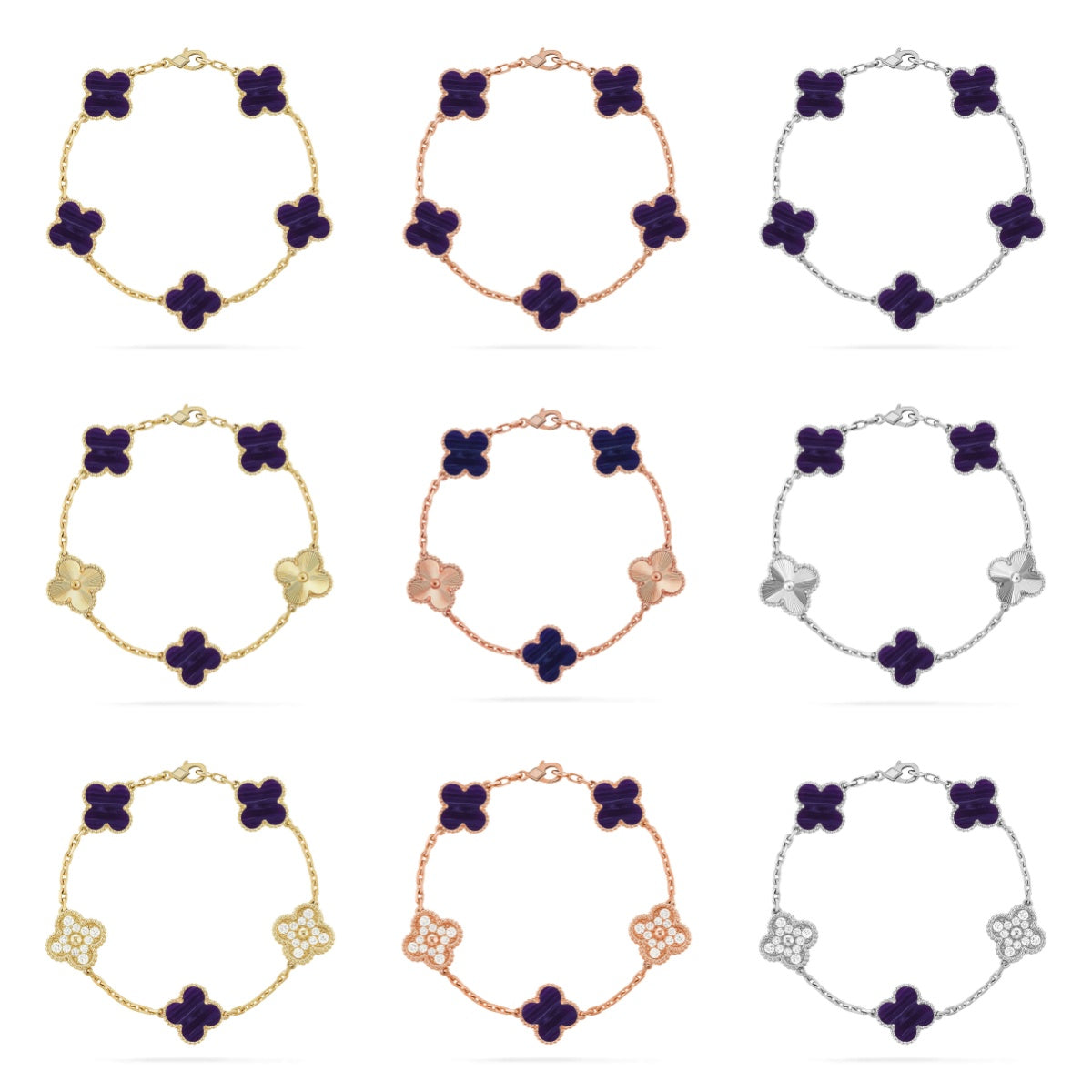 [Miro ]New CLOVER 5 MOTIF PURPLE STRIPES BRACELET COLLECTION