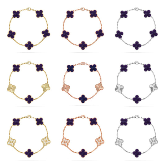[Miro ]New CLOVER 5 MOTIF PURPLE STRIPES BRACELET COLLECTION