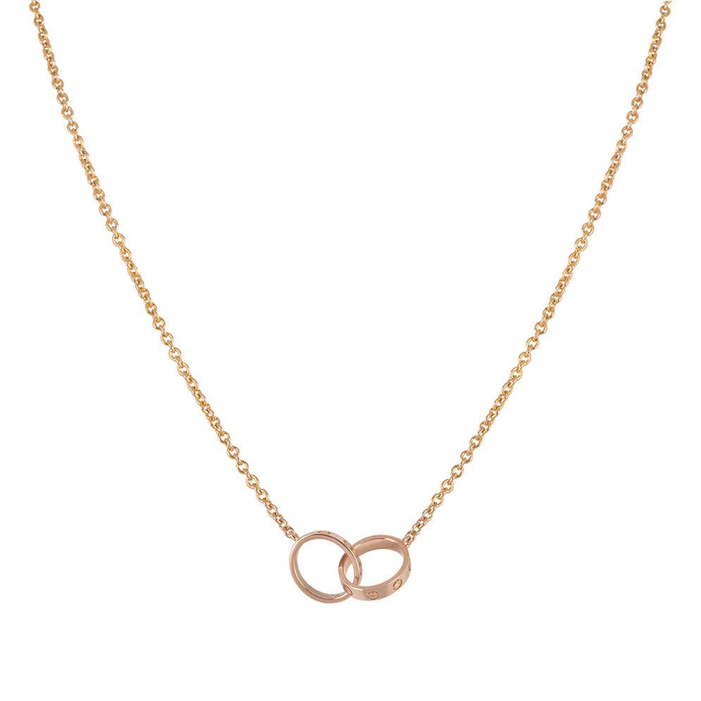 Miro LOVE NECKLACE DOUBLE RING PINK GOLD