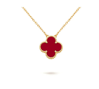 Miro CLOVER 15MM CARNELIAN SINGLE FLOWER NECKLACE
