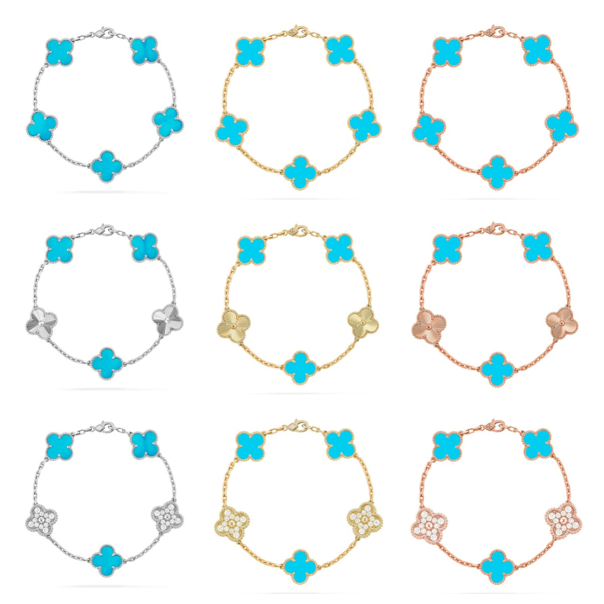 [Miro ]New  CLOVER 5 MOTIF TURQUOISE BRACELET COLLECTION