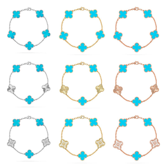[Miro ]New  CLOVER 5 MOTIF TURQUOISE BRACELET COLLECTION