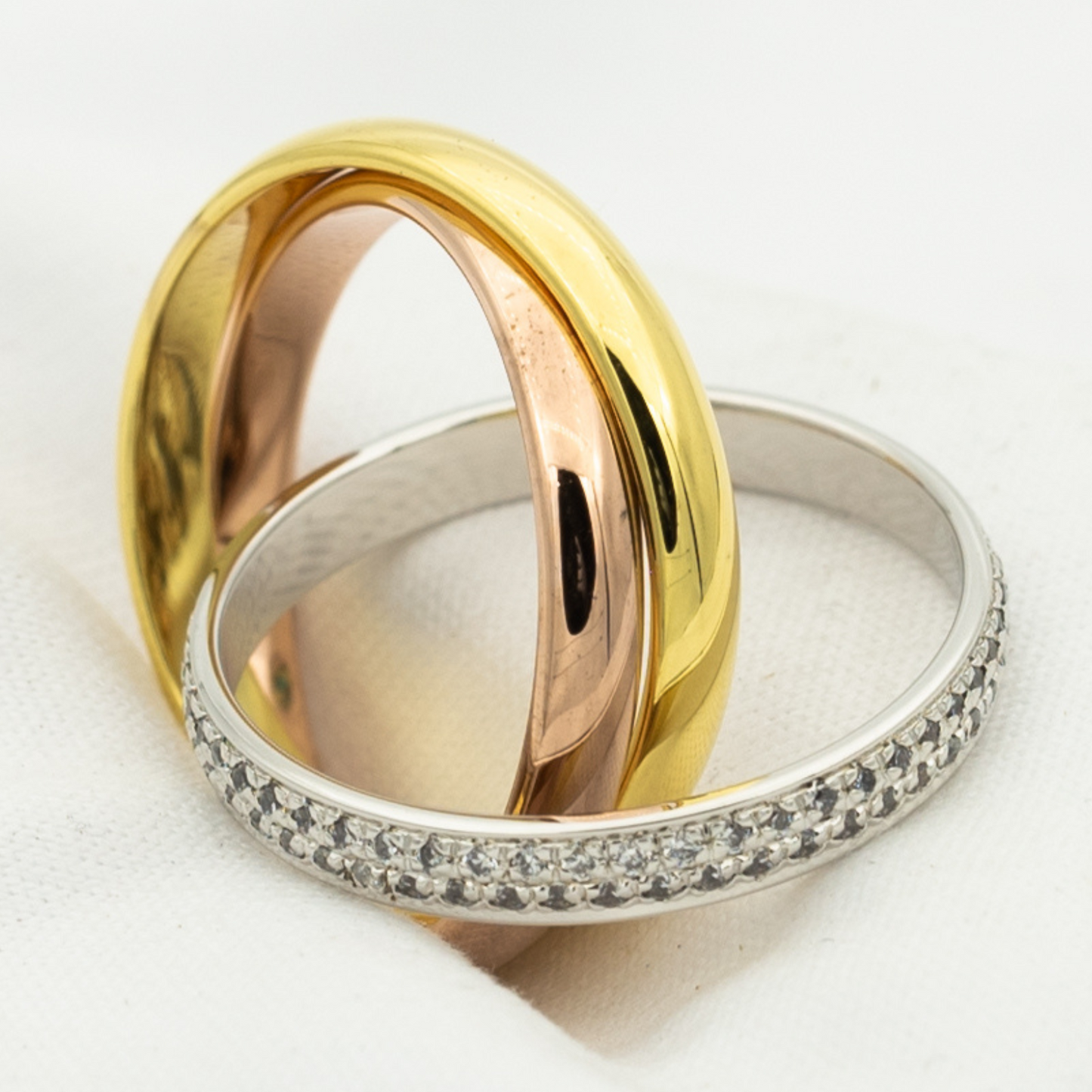 Miro TRINITY RING GOLD PINK GOLD SILVER DIAMONDS