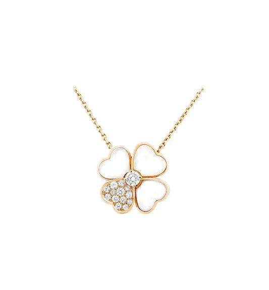 Miro CLOVER MOP DIAMOND ROSE GOLD NECKLACE