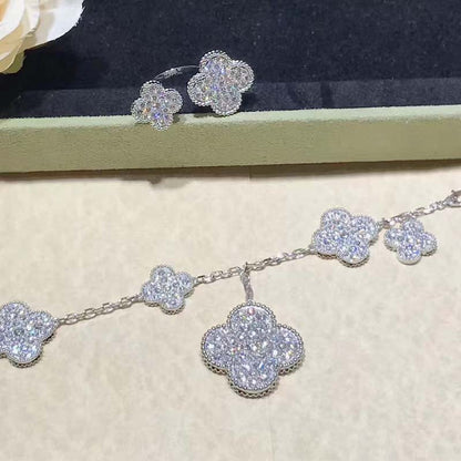 Miro CLOVER 6 MOTIFS SILVER DIAMOND BRACELET