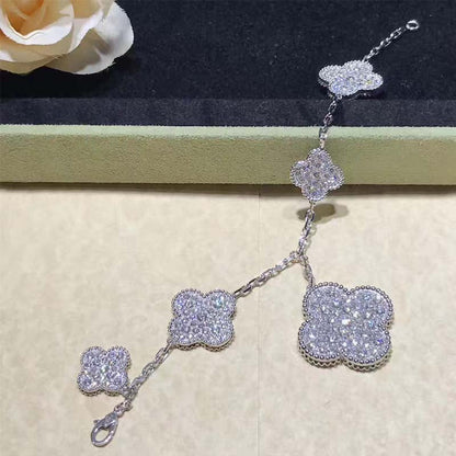 Miro CLOVER 6 MOTIFS SILVER DIAMOND BRACELET