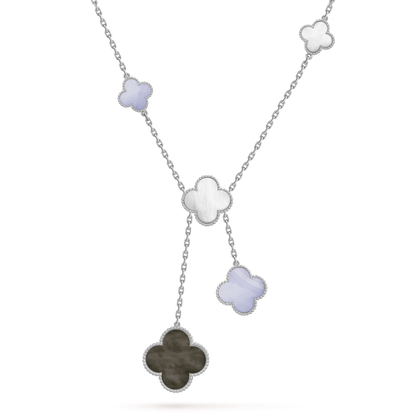 Miro CLOVER MOP CHALCEDONY NECKLACE SILVER 6 MOTIF