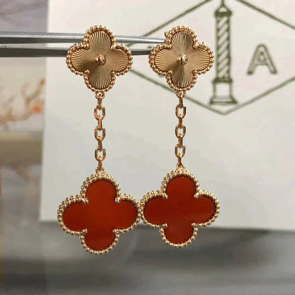 Miro CLOVER 2 MOTIF  LASER CARNELIAN EARRINGS