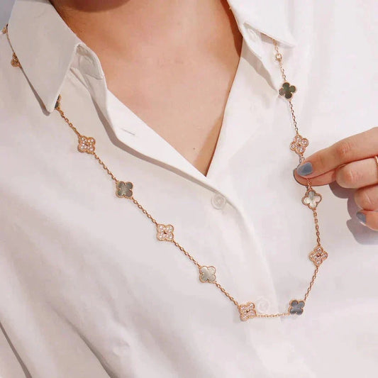 Miro CLOVER 20 MOTIFS DARK MOP DIAMOND  NECKLACE