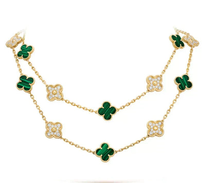 Miro CLOVER 20 MOTIFS MALACHITE DIAMOND NECKLACE