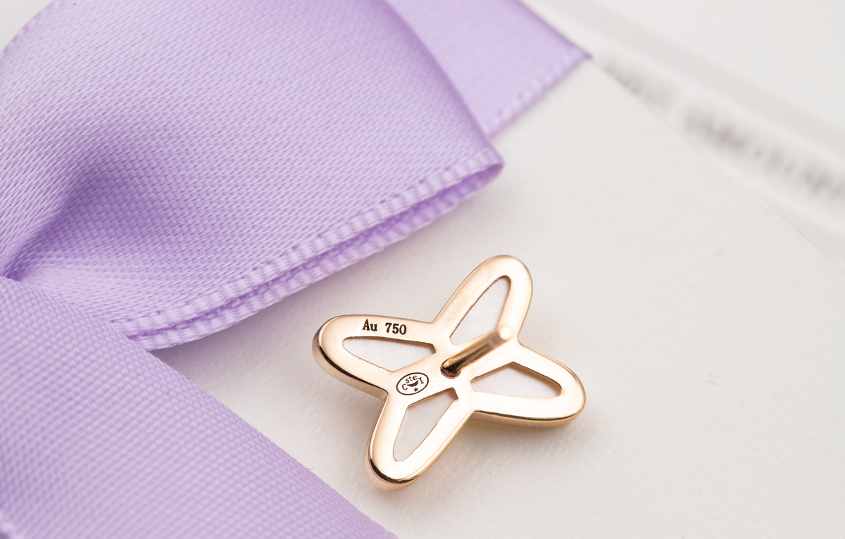 Miro JEUX DE WHITE MOP PINK GOLD DIAMOND EARRINGS