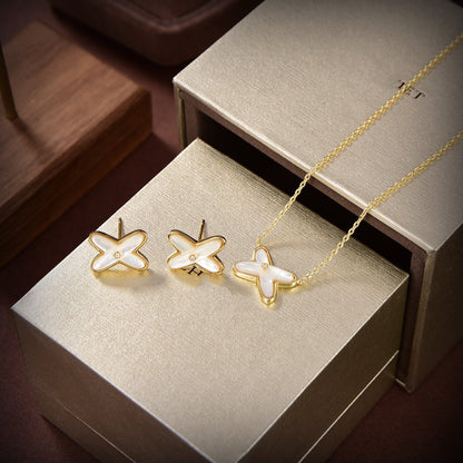 Miro JEUX DE WHITE MOP GOLD DIAMOND EARRINGS