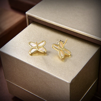 Miro JEUX DE WHITE MOP GOLD DIAMOND EARRINGS