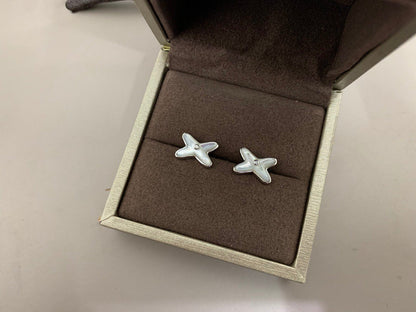 Miro JEUX DE WHITE MOP SILVER DIAMOND EARRINGS