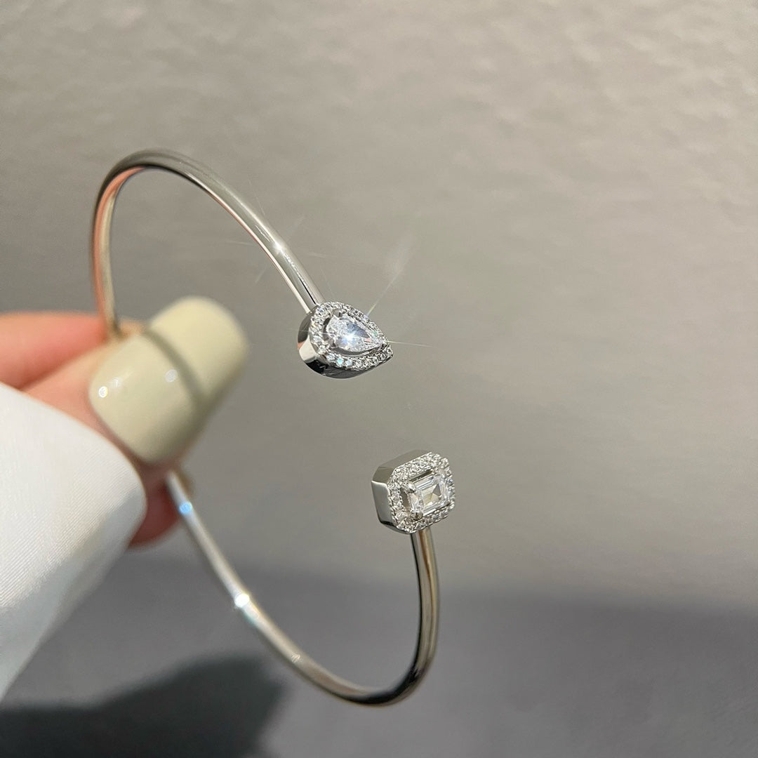 [Miro ] JONC FLEX MY TWIN TOI & MOI SILVER DIAMOND BRACELET