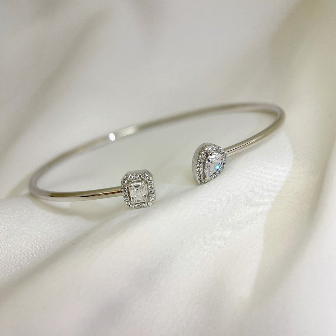 [Miro ] JONC FLEX MY TWIN TOI & MOI SILVER DIAMOND BRACELET