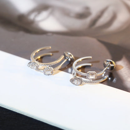 [Miro ] CREOLES MY TWIN 2 RANGS SILVER DIAMOND EARRINGS