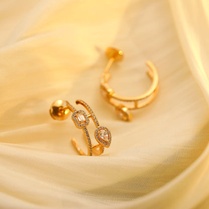 [Miro ] CREOLES MY TWIN 2 RANGS SILVER DIAMOND EARRINGS