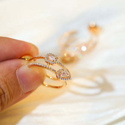 [Miro ] CREOLES MY TWIN 2 RANGS SILVER DIAMOND EARRINGS